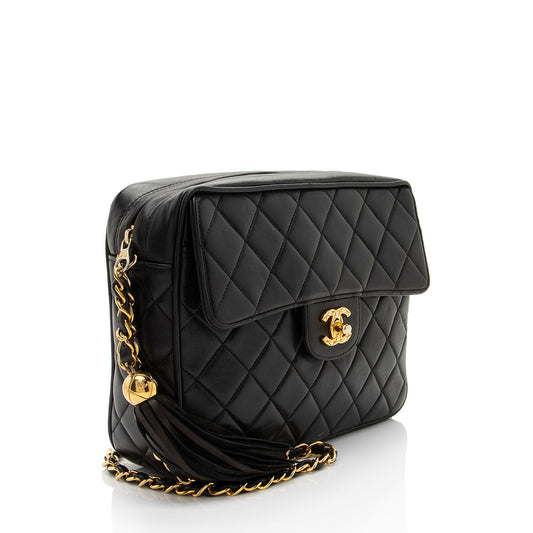Chanel Vintage Lambskin Tassel Flap Camera Bag