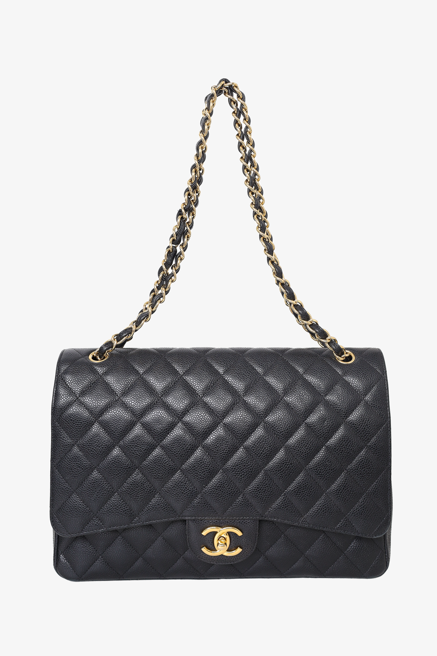 Pre-Loved Chanel™ 2017 Black Caviar Leather Maxi Double Flap Bag