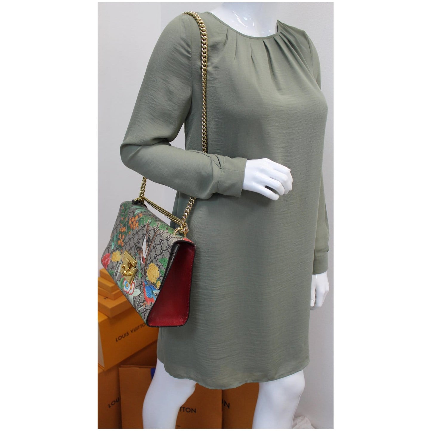 Gucci Tian Padlock GG Supreme Leather Shoulder Bag Beige 409486 - 20% OFF