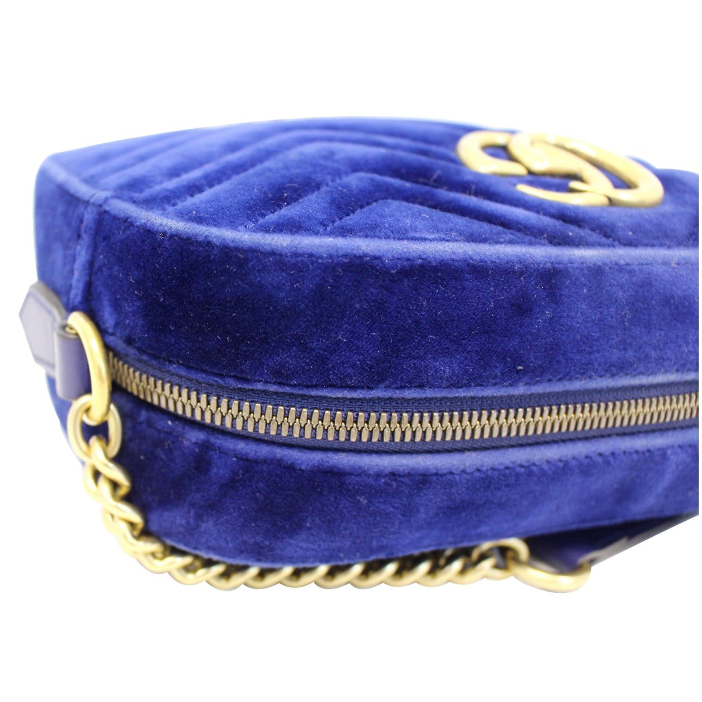 GUCCI GG Marmont Velvet Small Crossbody Bag Cobalt Blue 447632