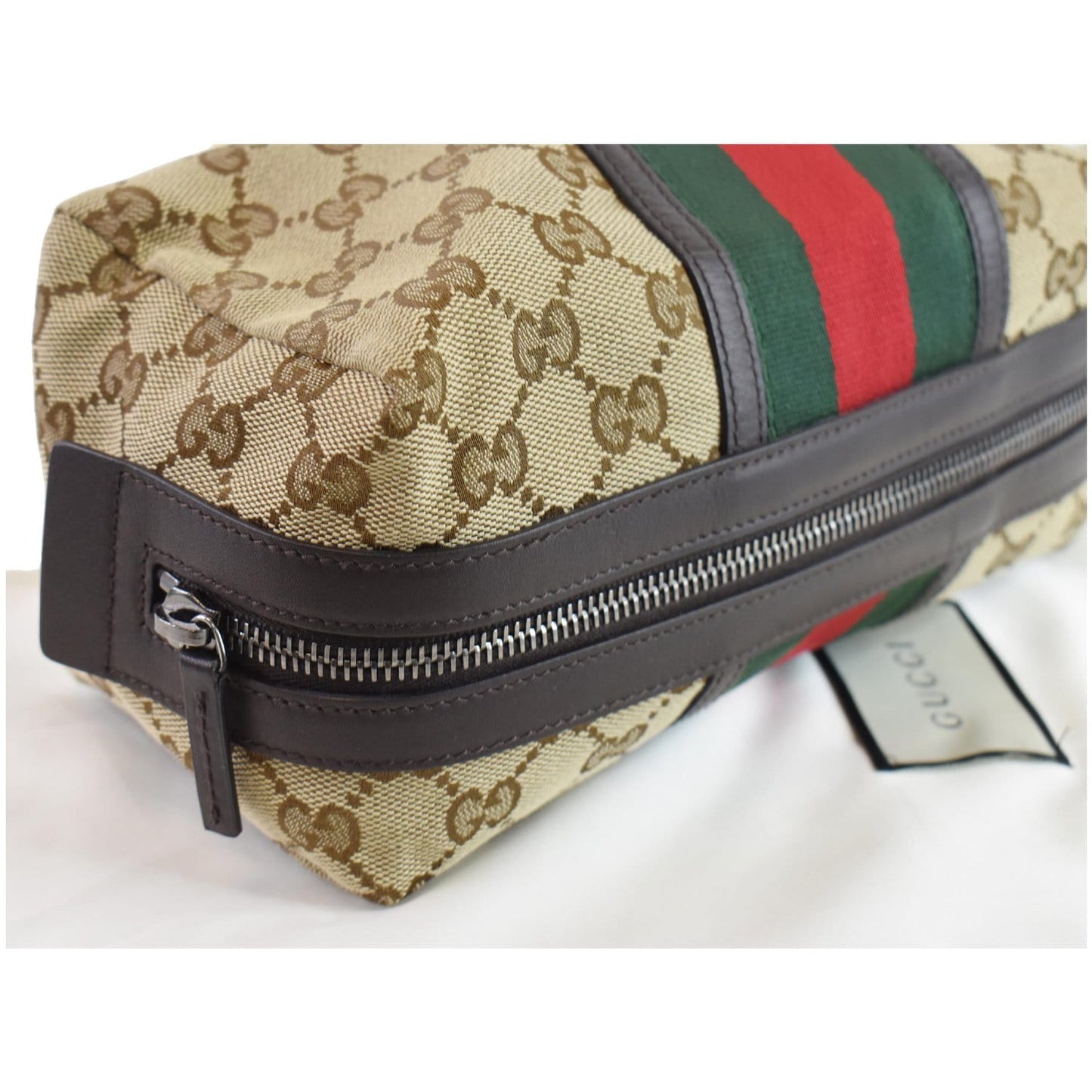 GUCCI GG Monogram Web Small Cosmetic Case Beige 256637