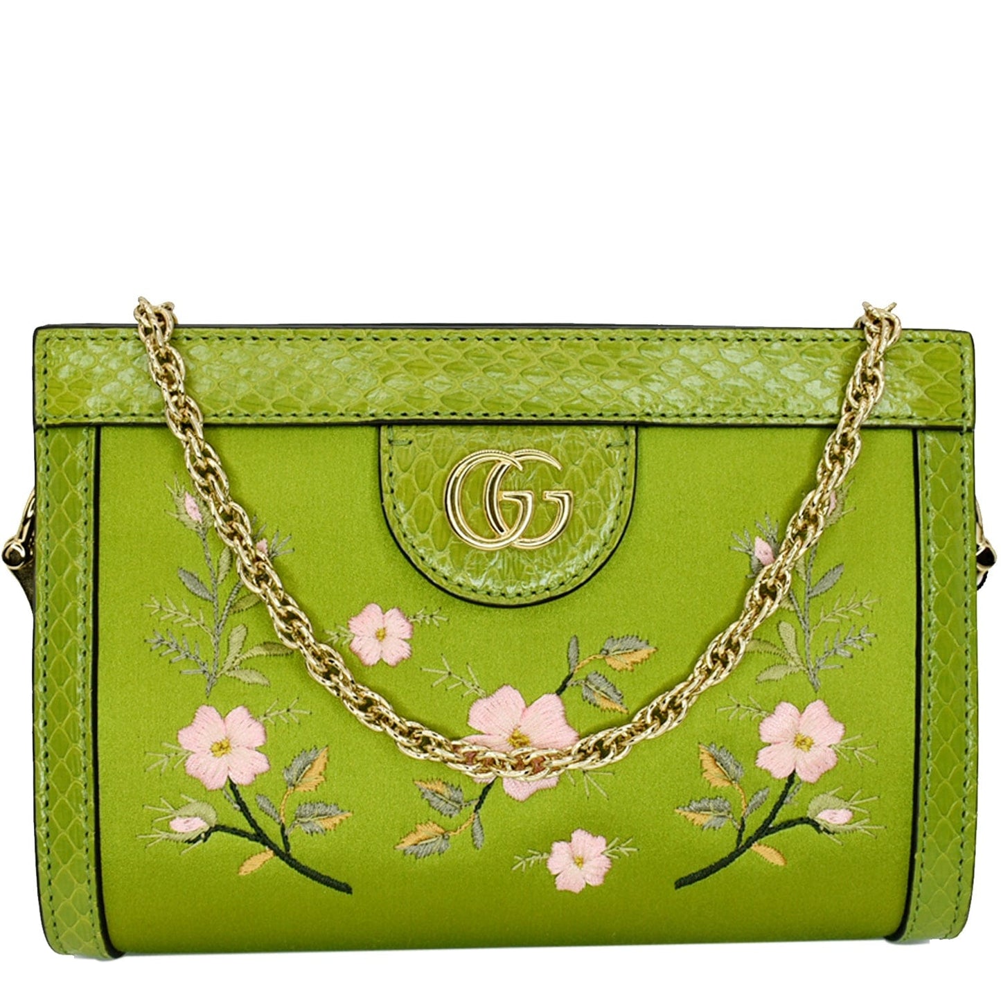 GUCCI Ophidia Silk Embroidered Floral Mini Shoulder Bag Green  - Hot Deals