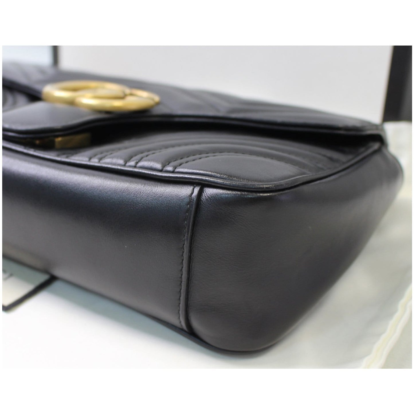 GUCCI GG Marmont Small Matelasse Leather Crossbody Bag Black 443497