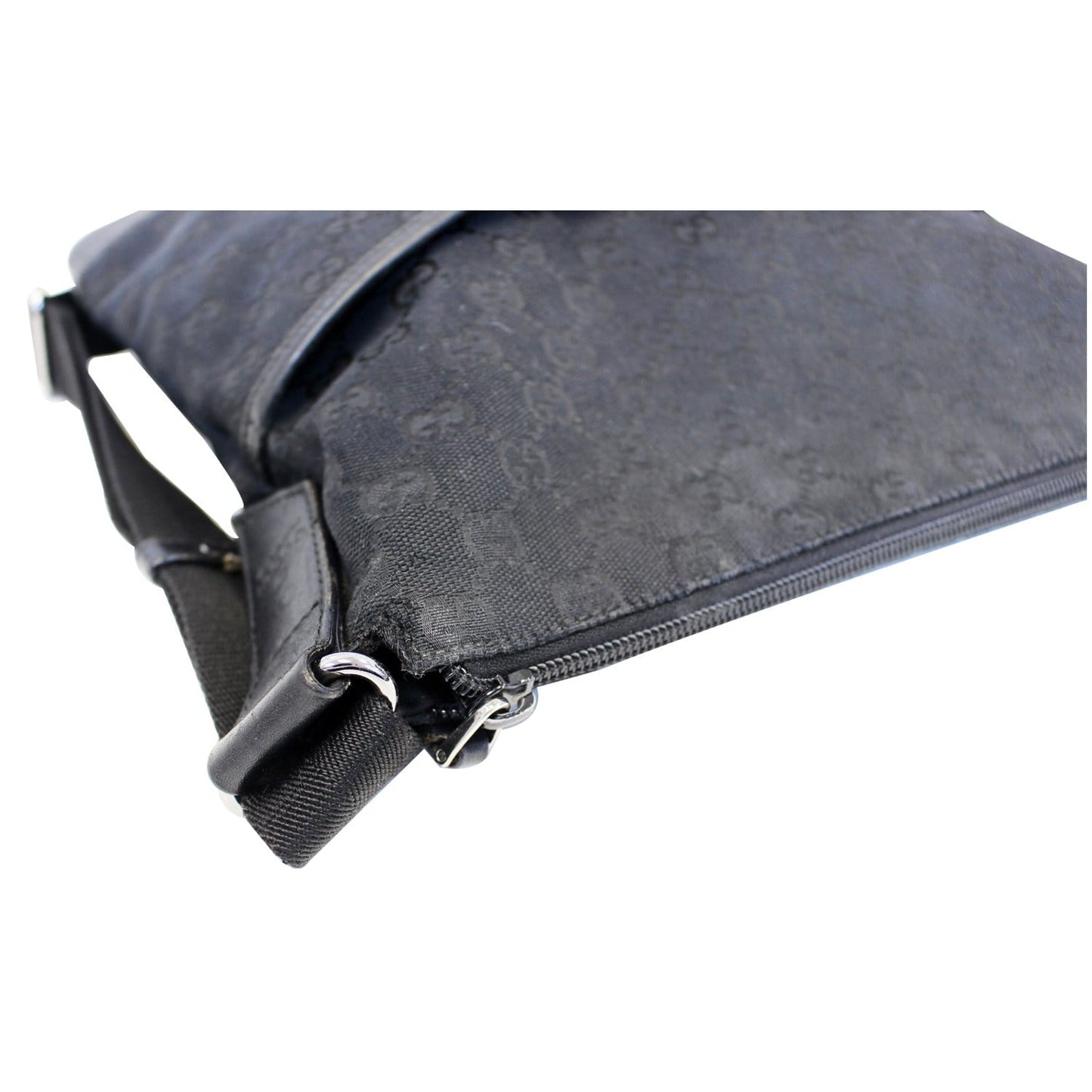 GUCCI Monogram Medium Perforated Messenger Crossbody Bag Black