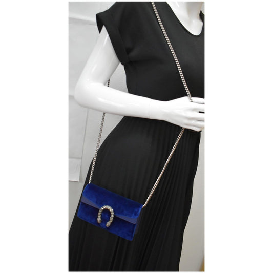 GUCCI Dionysus Super Mini Suede Leather Shoulder Bag Blue 476432