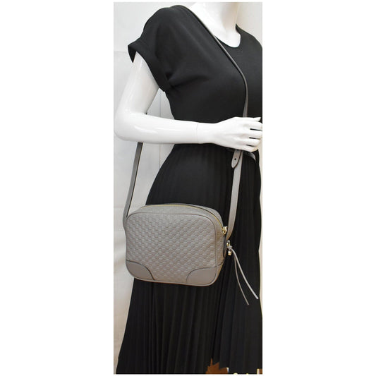 GUCCI Bree Mini GG Guccissima Leather Crossbody Bag Grey 449413