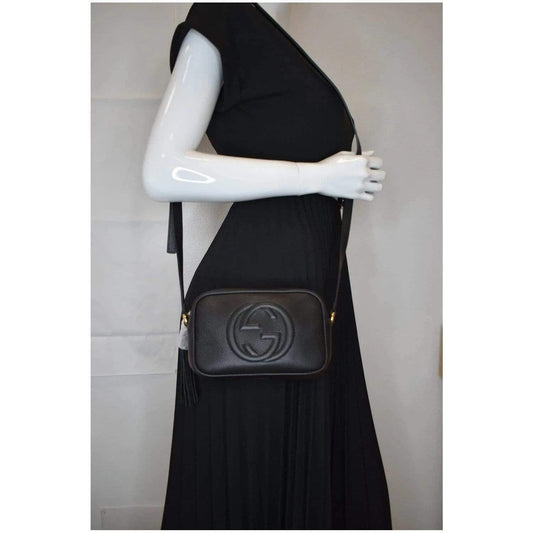 GUCCI Soho Disco Small Leather Crossbody Bag Black 347994