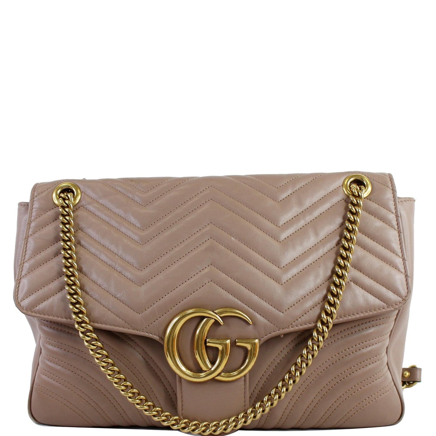 GUCCI Large GG Marmont Calfskin Matelasse Shoulder Bag Nude 498090