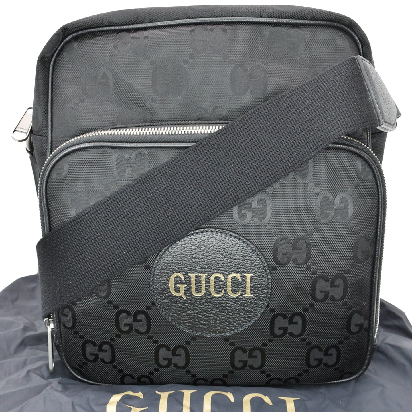 GUCCI Off The Grid GG Monogram Nylon Shoulder Bag Black 625858
