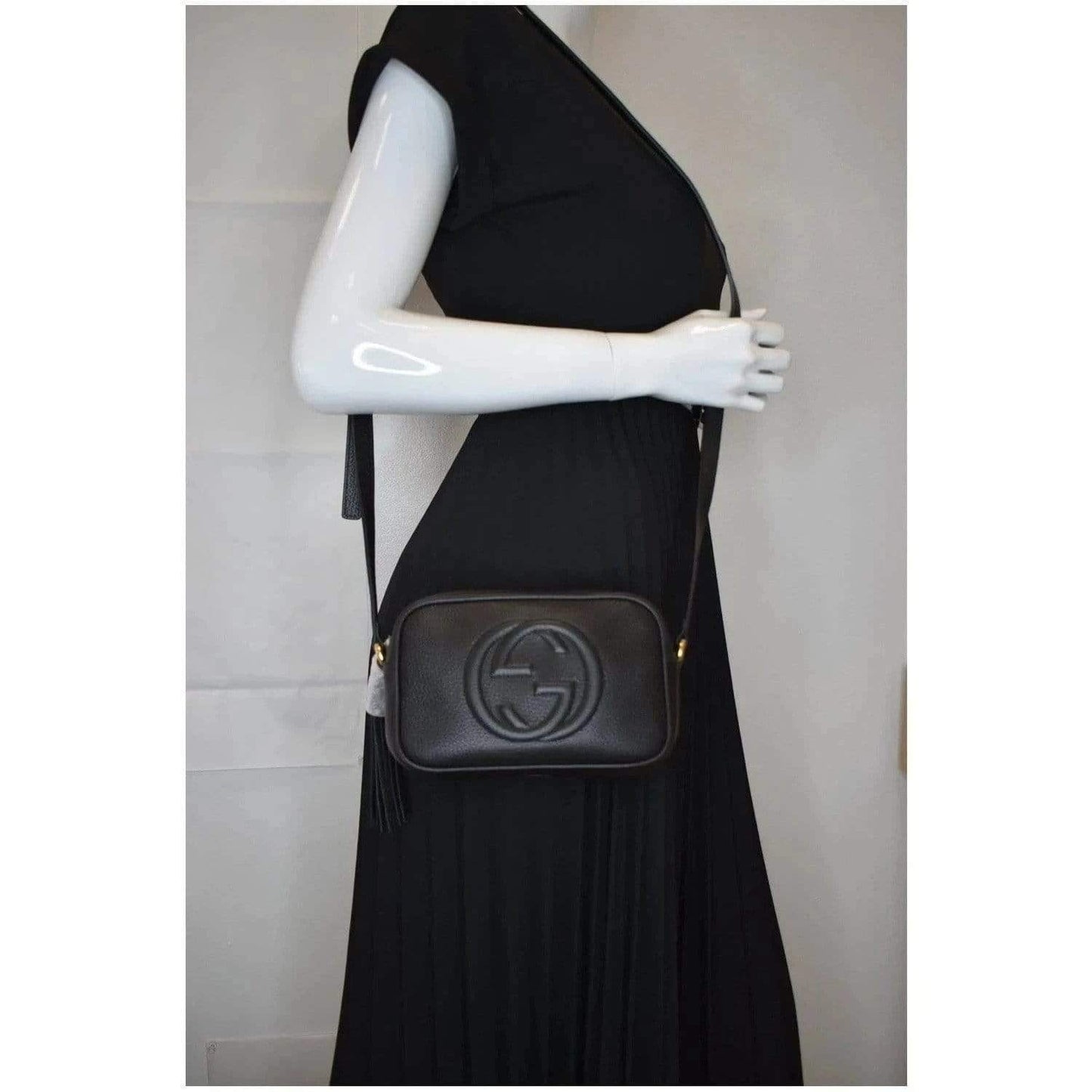 GUCCI  Soho Disco Small Leather Crossbody Bag Black 347994