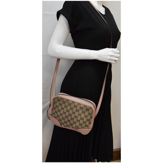 GUCCI Bree GG Canvas Leather Crossbody Bag Pink 449413