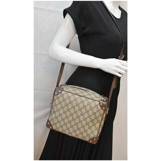 GUCCI GG Supreme Monogram Canvas Shoulder Bag Beige 626363