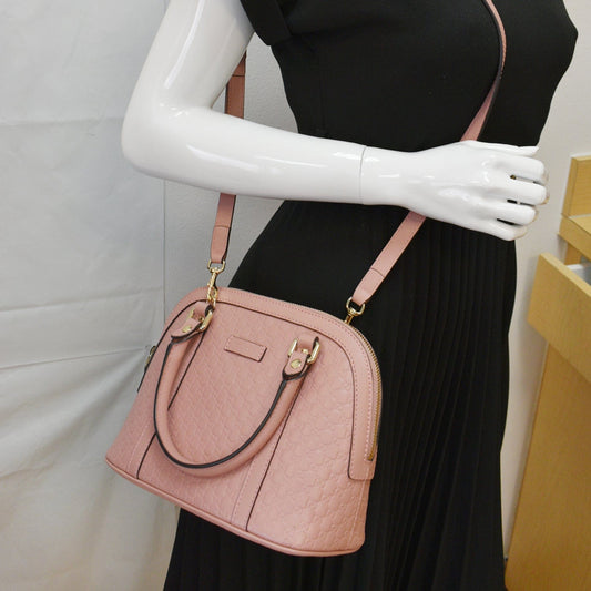 GUCCI Mini Dome Micro Guccissima Leather Shoulder Bag Pink 449654