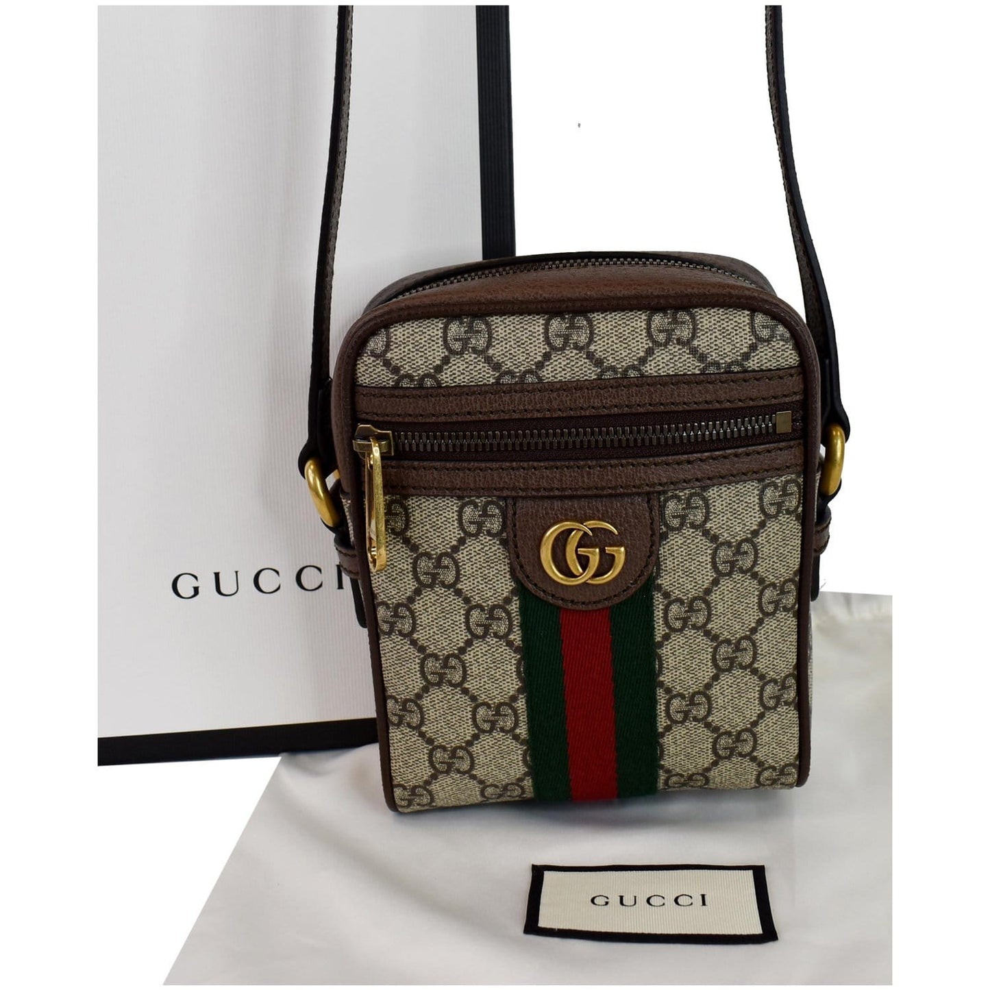 GUCCI Ophidia GG Supreme Canvas Shoulder Bag Beige 598127