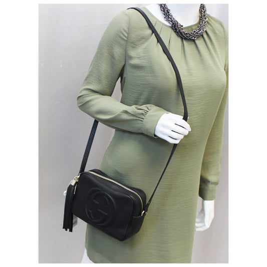 GUCCI Soho Disco Black Leather Crossbody Bag 308364