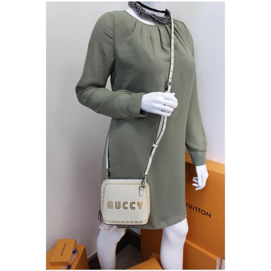 GUCCI Moon Steller Guccy Leather Crossbody Bag Ivory
