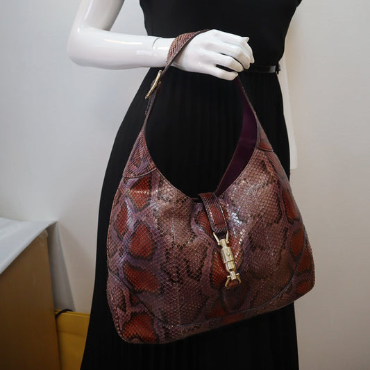 GUCCI Jackie Medium Python Shoulder Bag Purple 277520