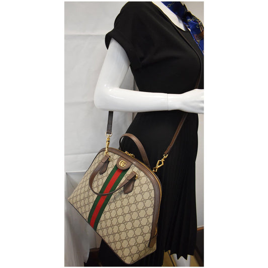 GUCCI Ophidia GG Canvas Medium Top Handle Shoulder Bag Beige 524533