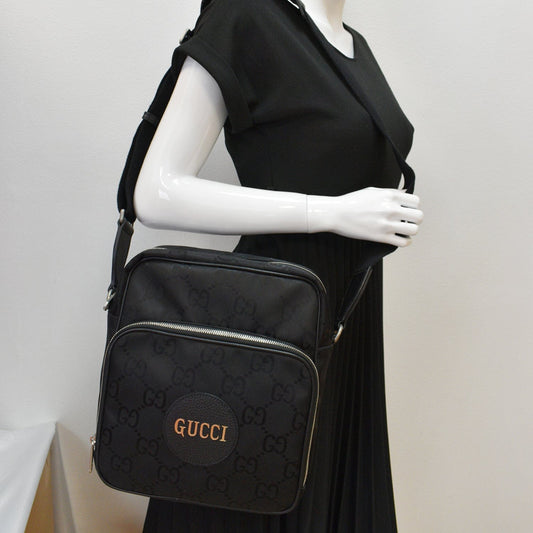 GUCCI Off The Grid GG Monogram Nylon Shoulder Bag Black 625858