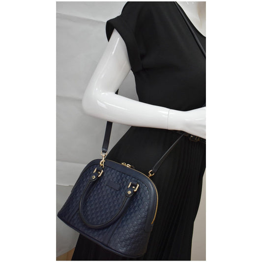 GUCCI Mini Dome Micro Guccissima Leather Crossbody Bag Blue 449654