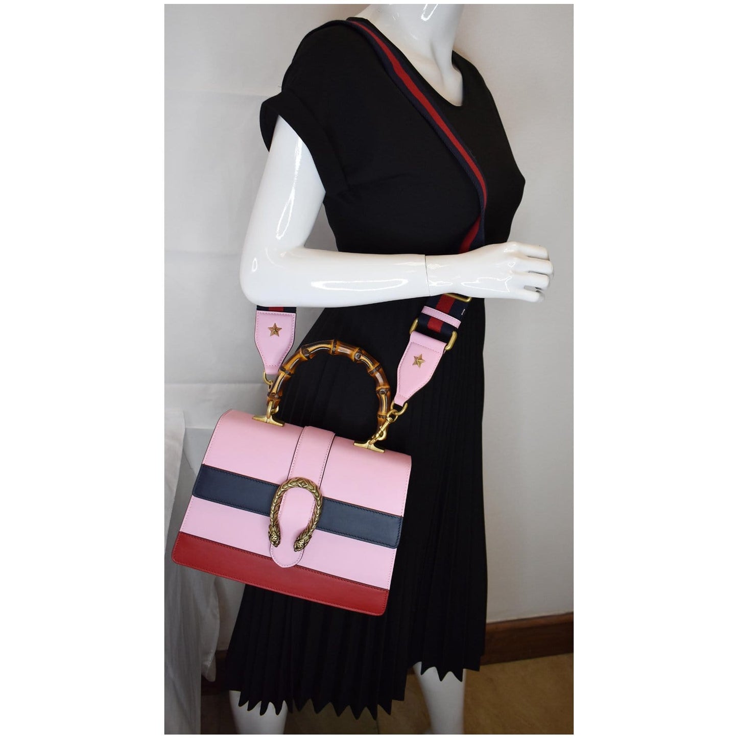 GUCCI Dionysus Medium Leather Top Handle Shoulder Bag Pink 448075