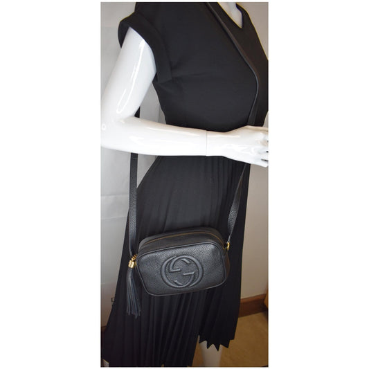 GUCCI Soho Disco Small Leather Crossbody Bag Black 347994