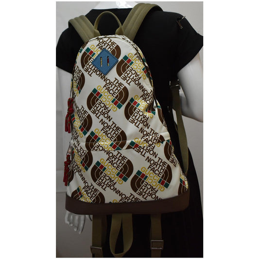 GUCCI The North Face Medium Nylon Leather Backpack White 650288