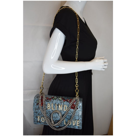 GUCCI Dionysus Small Blind For Love Python Shoulder Bag Marine Blue 481606 - 15% OFF