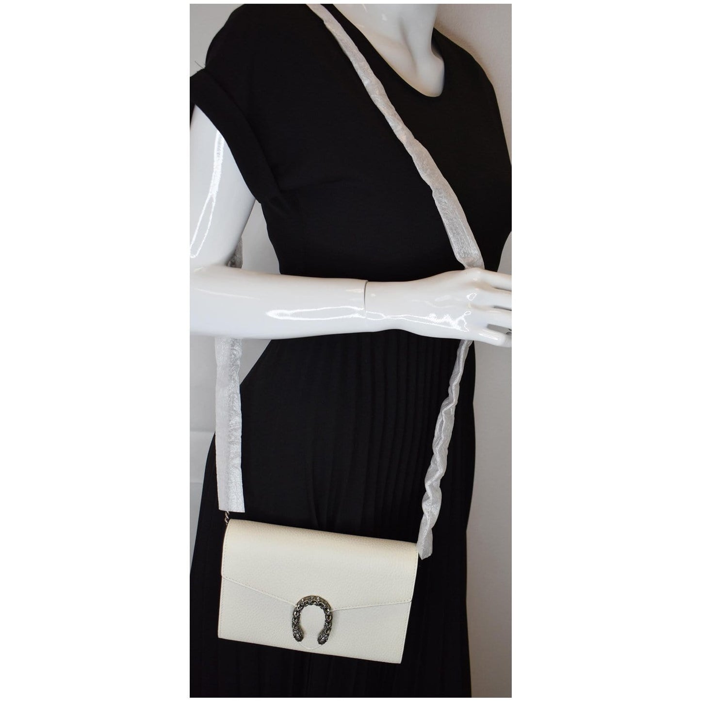 GUCCI Dionysus Mini Leather Chain Shoulder Bag White 401231