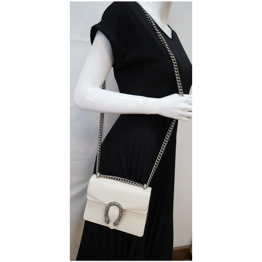 GUCCI Dionysus Mini Leather Crossbody Bag Cream