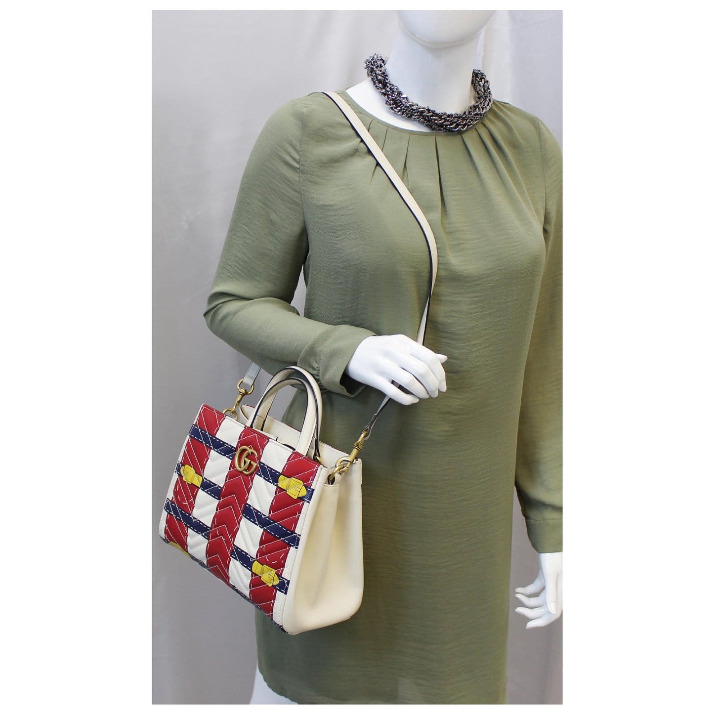 GUCCI Trompe L�oeil Print GG Marmont Top Handle Shoulder Bag