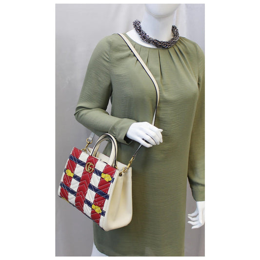 GUCCI Trompe L�oeil Print GG Marmont Top Handle Shoulder Bag