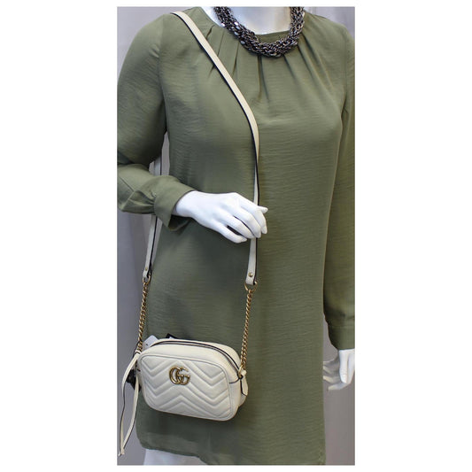 GUCCI Matelasse Mini GG Marmont Shoulder Crossbody Bag 448065