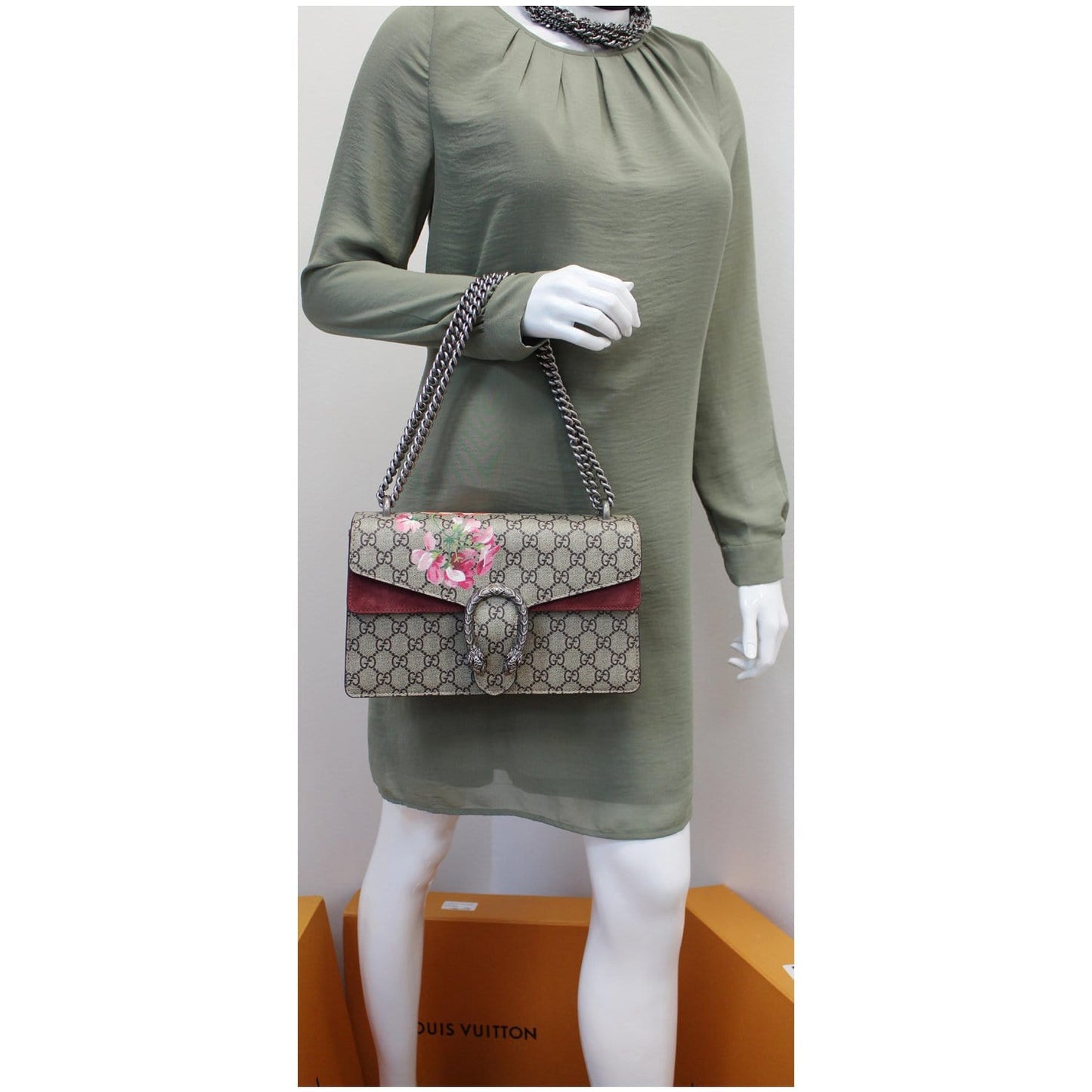 GUCCI Dionysus small GG Blooms Shoulder bag Beige 400249