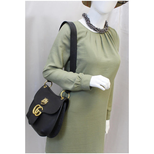 GUCCI GG Marmont Calfskin Leather Shoulder Bag 409154 Black