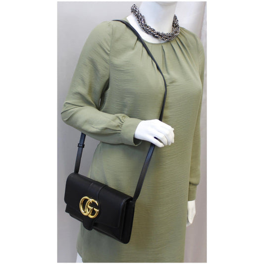 GUCCI Arli Small Leather Shoulder Bag Black 550129