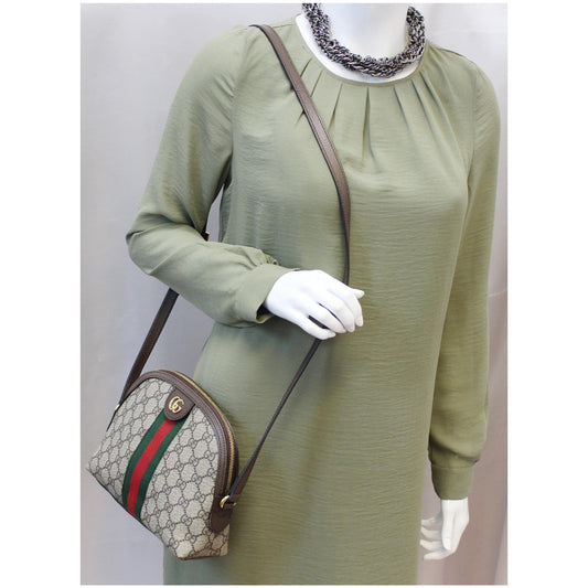 GUCCI Ophidia GG Supreme Canvas Small Shoulder Bag Beige 499621