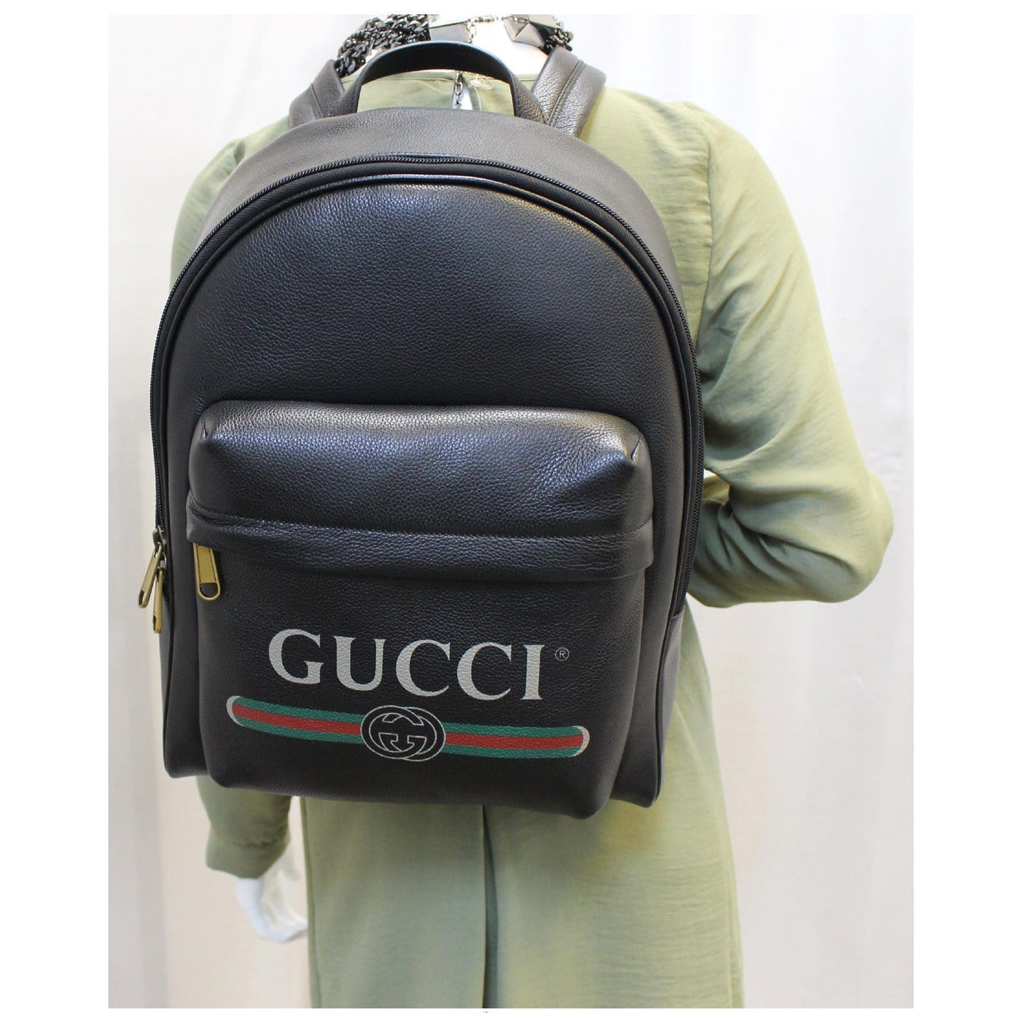 GUCCI Print Leather Backpack Bag Black 547834