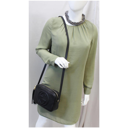 GUCCI Soho Disco Pebbled Leather Small Crossbody Bag Black