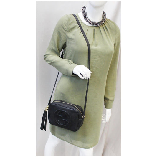 GUCCI Soho Disco Pebbled Leather Small Crossbody Bag Black