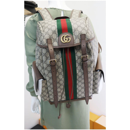 GUCCI Ophidia GG Medium Supreme Canvas Backpack Beige/Ebony 598140