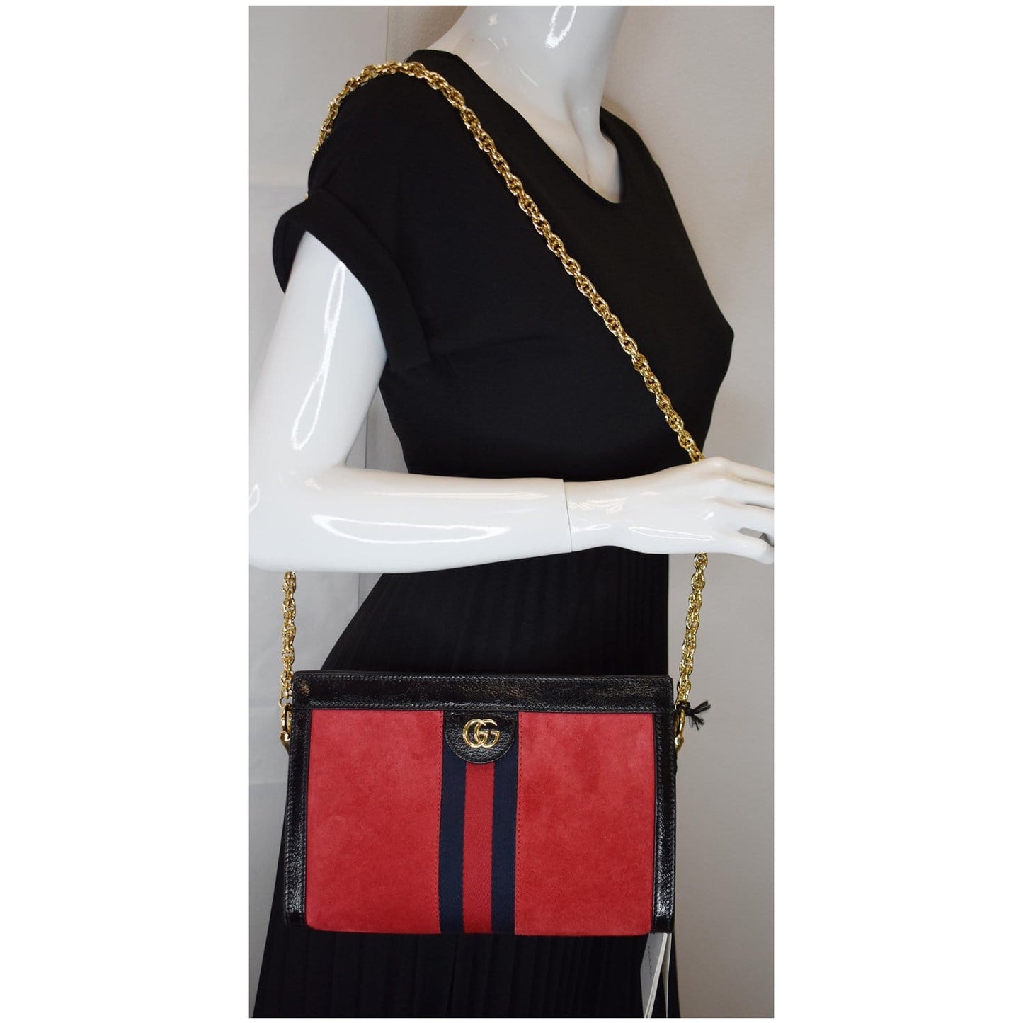 GUCCI Ophidia GG Small Web Suede Leather Shoulder Bag Red 503877 - 20% OFF