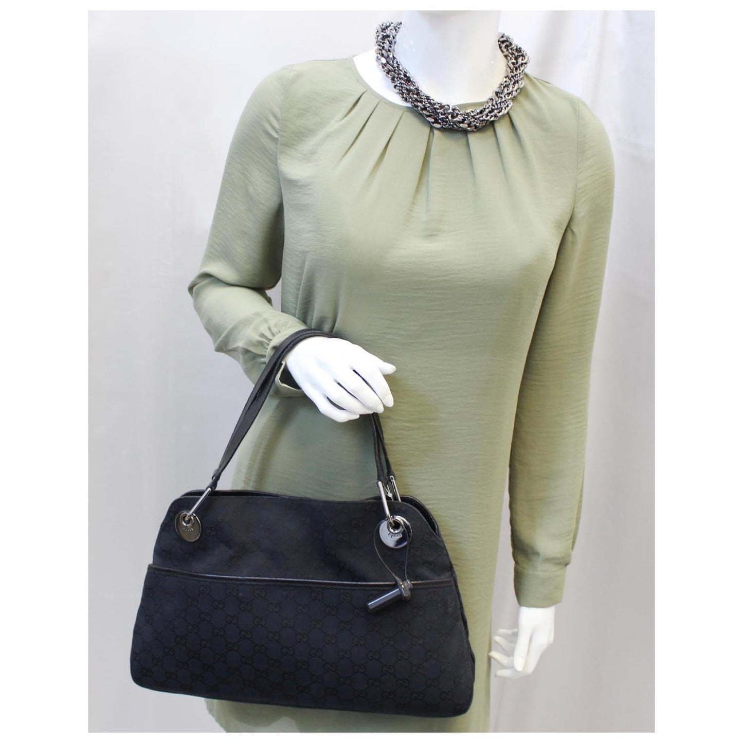 GUCCI GG Monogram Medium Eclipse Shoulder Bag Black