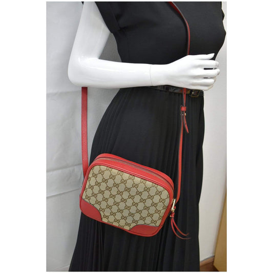 GUCCI Bree GG Canvas Leather Crossbody Bag Beige 449413