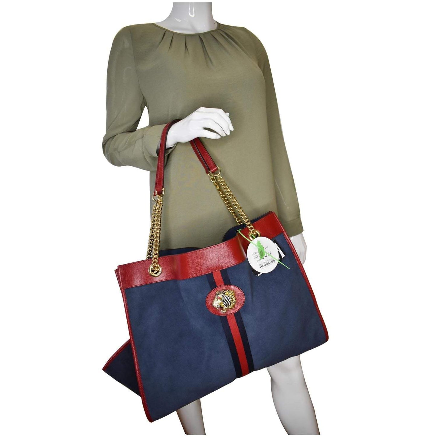 GUCCI Rajah Large Suede Leather Tote Shoulder Bag Navy 537219 - 20% OFF