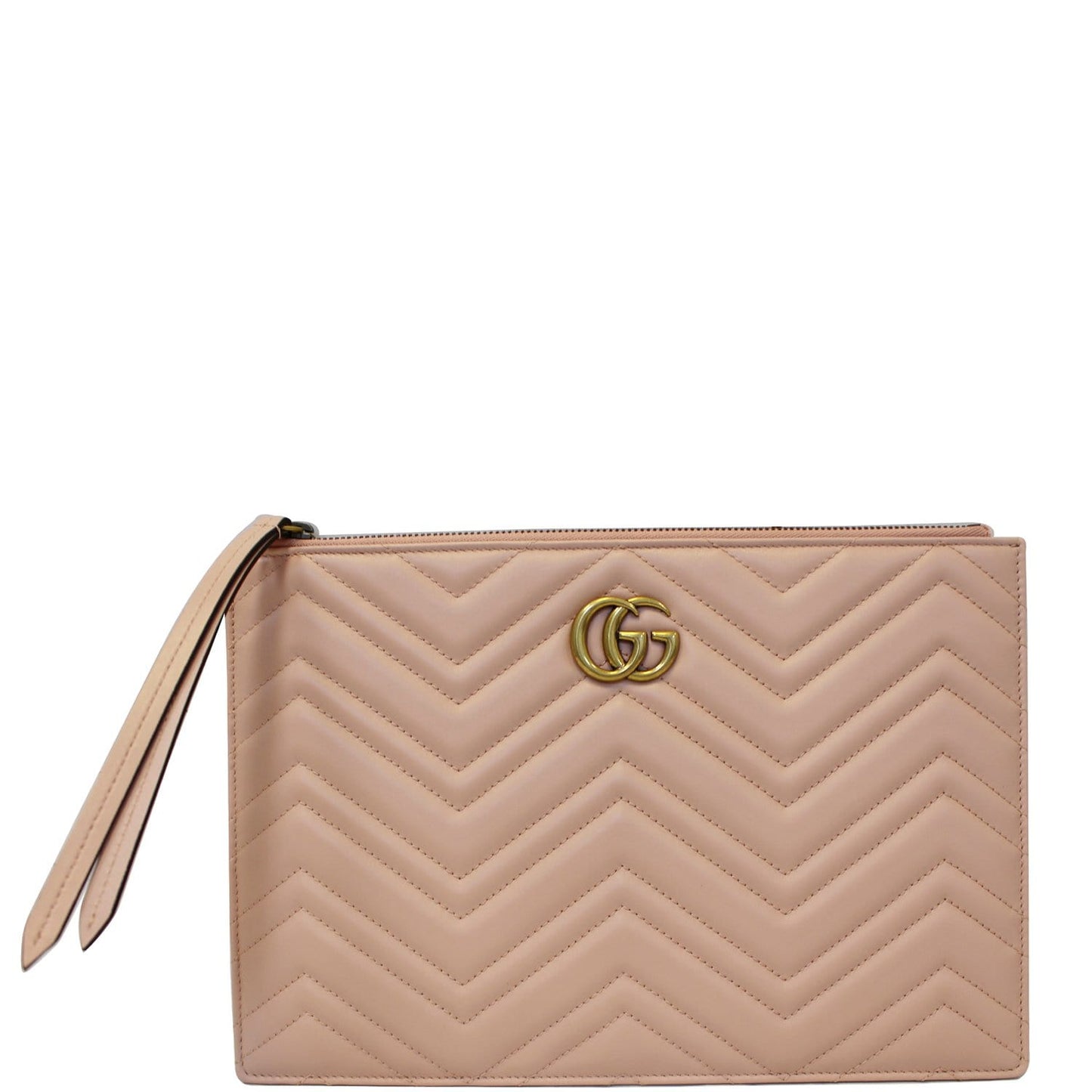 GUCCI GG Marmont Quilted Leather Zip Pouch Bag Pink