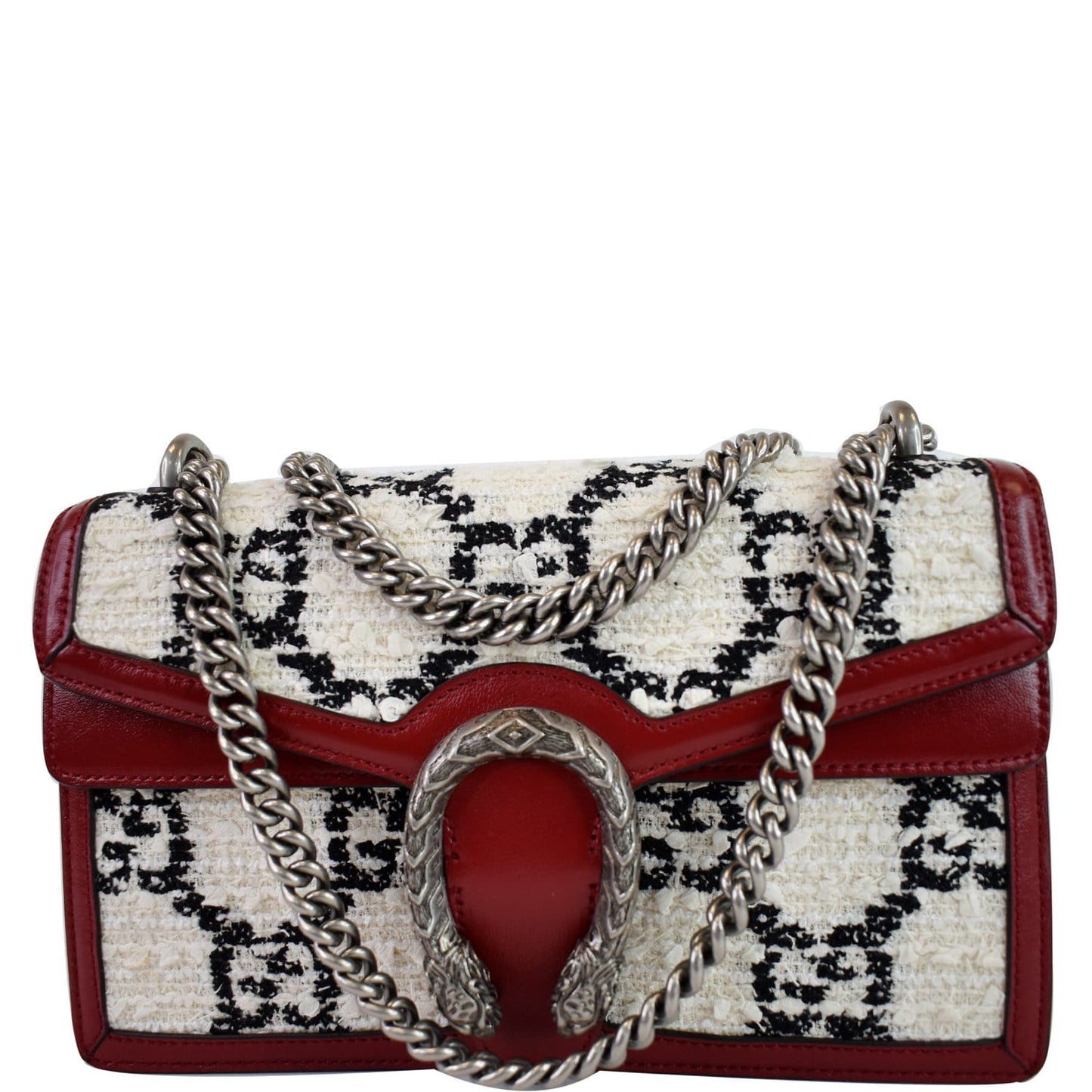 GUCCI Dionysus GG Tweed Small Shoulder Bag Cerise 400249