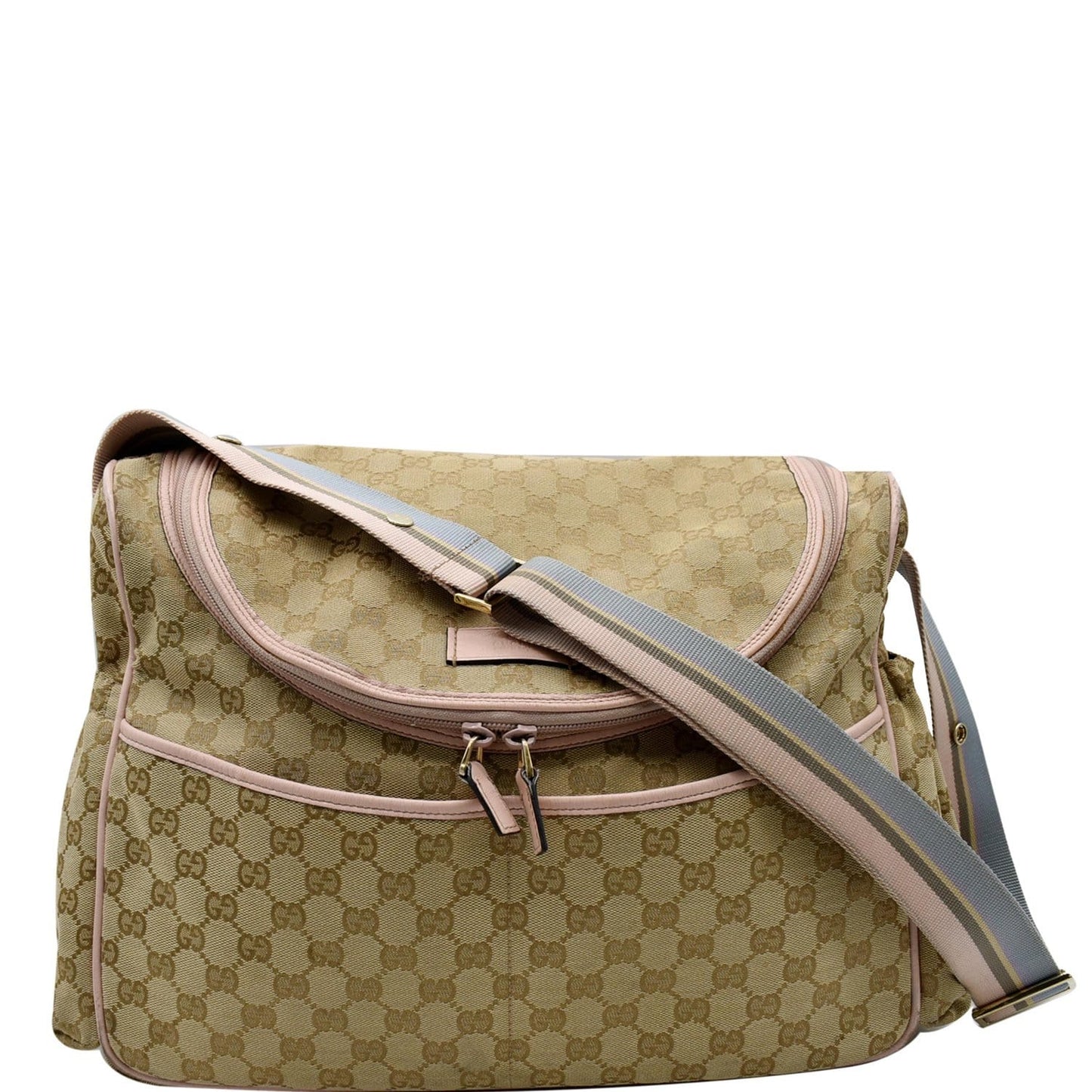 GUCCI Large Diaper GG Supreme Canvas Shoulder Bag Pink 123326