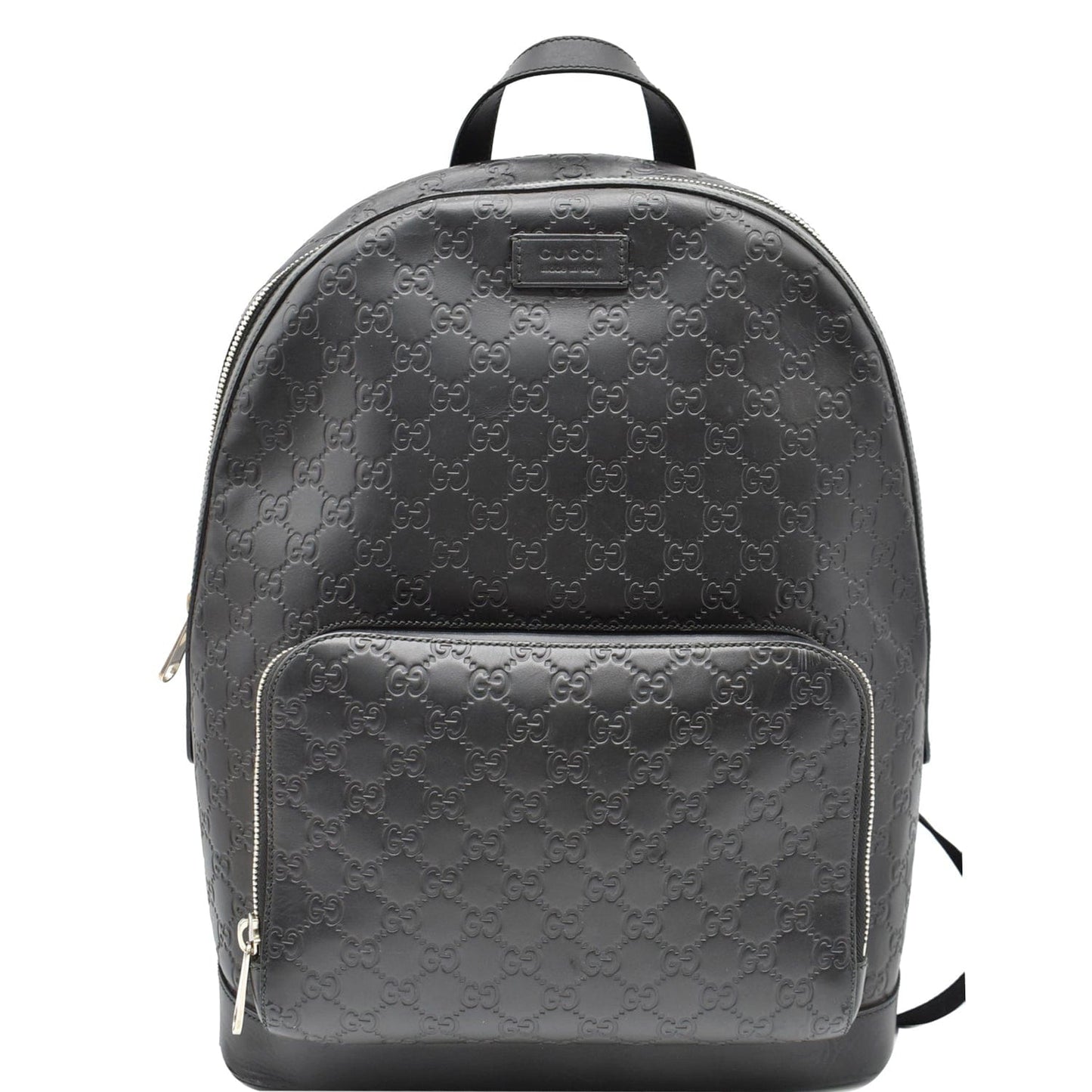 GUCCI GG Signature Leather Backpack Bag Black 406370