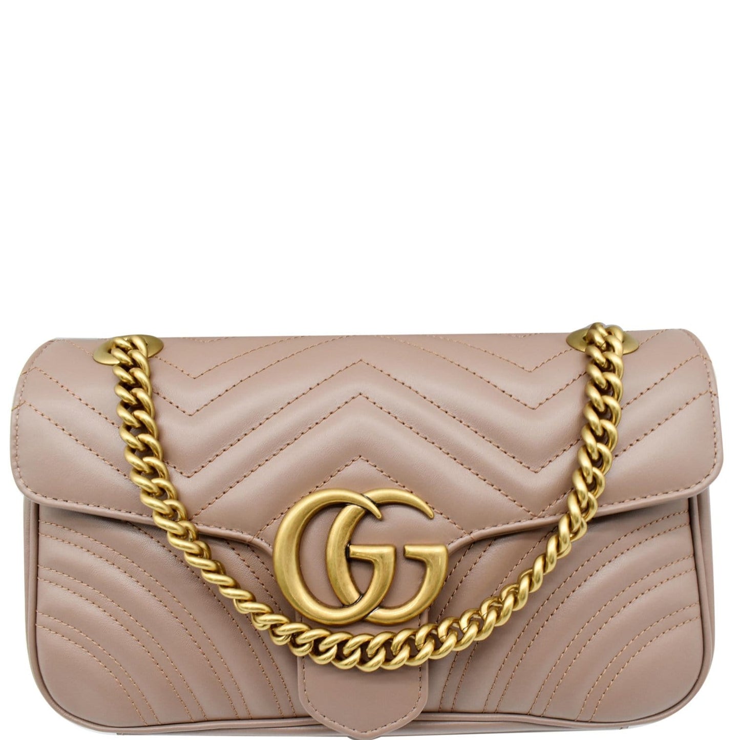 GUCCI GG Marmont Small Matelasse Leather Crossbody Bag Nude 443497